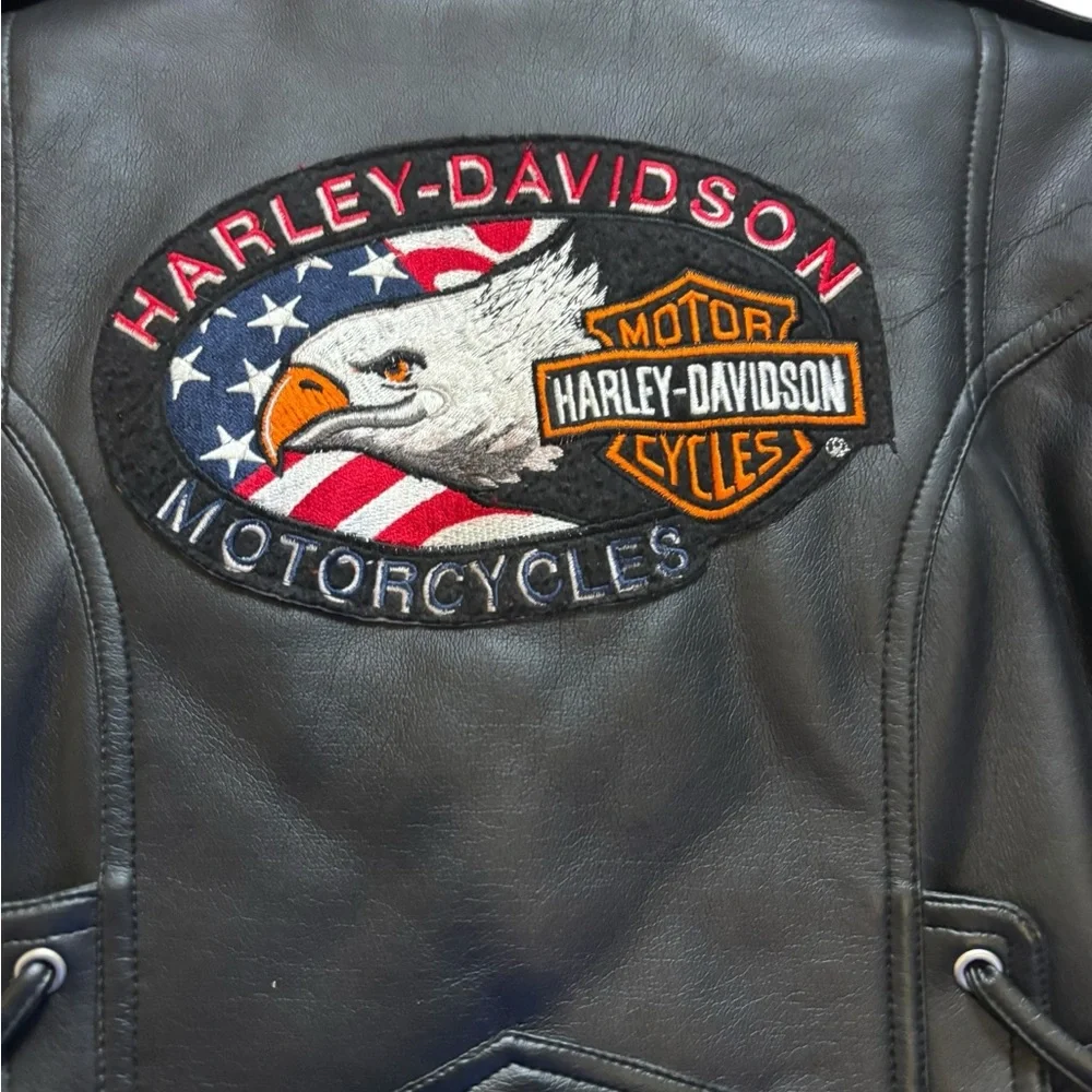 Harley-Davidson Kid’s Black Faux Leather Jacket Size 6 - Picture 7 of 8